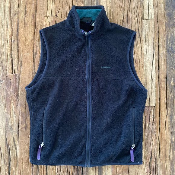 Patagonia Jackets & Blazers - Patagonia Vest Women's M Black Fleece Full Zip Synchilla USA Outdoor vintage